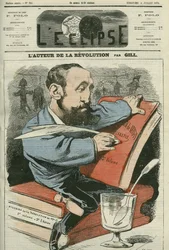 Sarjakuva Jules Claretie (1840-1913), ranskalainen kirjailija, näytelmäkirjailija ja kriitikko. Kansi "" L