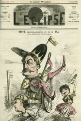 Florimond Ronger dit Herve (1825-1892), ranskalainen säveltäjä, kirjailija, näyttelijä, näyttelee Chilpericin roolia Theater des Folies-Dramatiquesissa. Kansi "" L