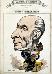 Humoristinen piirustus Victor Schoelcherista ja orjuuden lakkauttamisesta – Gill, teoksessa The Men of Today”