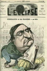 Louis Ulbach dit Ferragus (1822-1889), La Cloche -sanomalehden päätoimittaja, ranskalainen kirjailija ja toimittaja. Kansi "" L