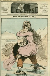 Muotokuva Adolphe Thiersista (1797-1877), ranskalainen historioitsija ja poliitikko, joka on edustettuna "Paul et Virginie":ssä (tasavalta). Kansi "" L