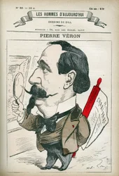 Pierre Veronin (1831-1900), ranskalaisen kirjailijan ja runoilijan muotokuva. Karikatyyri Gill, Paris.
