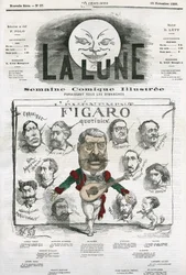 Muotokuva "Figaro Quotidienin" toimittajista". Gillin sarjakuva elokuvassa "The Moon", 18. marraskuuta