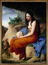 Madeleine. Pyhä Maria Magdaleena meditoi. Victor Orselin maalaus (1795-1850)