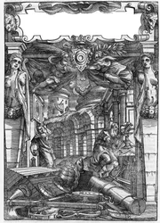 Levy otettu kirjasta "" De architectura"", käsittelee roomalaisen arkkitehdin Marcus Vitrubius Pollio dit Vitruvion (1. vuosisadalla eKr.) arkkitehtuuria. Italialainen painos vuodelta 1556. Kaiverrus Palladion piirtämänä.