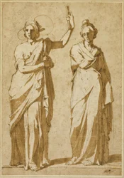 Kaksi seisovaa naishahmoa (Studies after Classical Statuary)