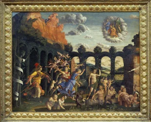 Minerve jahtaavat hyveen puutarhan paheita - Andrea Mantegna, noin 1497, Louvre-museo, Pariisi.