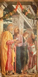 Sants Pere i Pau i dos sants, detall del Retaule de Sant Zeno finès