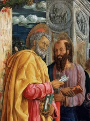 San Zenon alttari. Yksityiskohta vasemmasta reunasta. 1457-1460. Kuvassa Simon Pietari ja Paavali Tarsosta