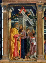 San Zenon alttari. Vasen puoli. 1457-1460. Kuvassa Simon Pietari, Paavali Tarsolainen, Johannes Evankelista ja Zenon Veronalainen