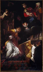 Pyhän Franciscus Borgian (1510-1572), jesuiitan ja espanjalaisen pyhimyksen, kuvaus, Genova, Chiesa dei Santi Andrea e Ambrogio