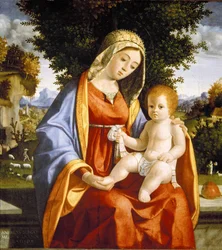 Madonna ja lapsi maisemassa
