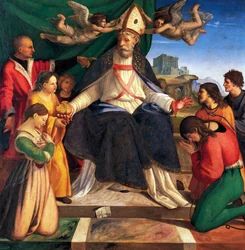 Pyhä Nikolaus Barilainen, Andrea Sabatini (n. 1484-1530), öljy kankaalle