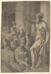 Pyhä Paavali saarnaa Ateenassa, n. 1548-53.
