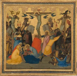Kohtauksia Kristuksen kärsimyksestä: Ristiinnaulitseminen [keskipaneeli], 1380-luku.