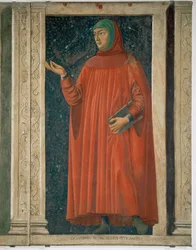 Francesco Petrarca, filosofi ja humanisti (maalaus kankaalle).