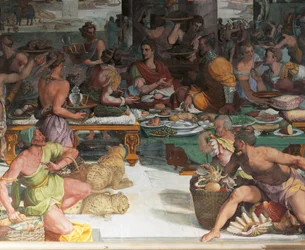 Julius Caesar vastaanottaa Egyptin veron (fresko)