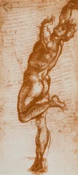 Mieshahmo, piirustus Andrea del Sarto. Piirustus- ja grafiikkakaappi, Uffizi-galleria, Firenze