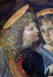 Kristuksen kaste, Yksityiskohta - öljy ja tempera paneelissa