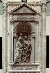Andrea di Francesco di Cione dit il Verrocchio (1435-1488) Firenze, Chiesa di Orsanmichele -veistos St. Thomasin pronssiveistoksen uskomattomuus
