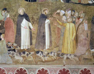 The Church Militant and Triumphant, yksityiskohta harhaoppisista, Espanjan kappelista, n. 1369