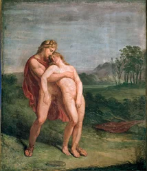 Andrea Appianin (1754-1817) Apollo ja Hyacinthos (Hyasintti) -fresco Mitat 116x100 cm Milano, Breran taidegalleria