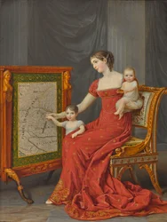 Baijerin prinsessa Augusta (1788-1851), Leuchtenbergin herttuatar, ja hänen tyttärensä Joséphine ja Eugénie.