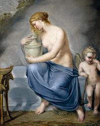 Venus ja hymen itkemässä, noin 1790, Andrea Appianin (1754-1817) ansioksi, öljy kankaalle, 73x58 cm