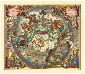 Vuoden 1660 eteläisen taivaan taivaankartta, jossa on esitetty eteläisen pallonpuoliskon tähtikuviot.