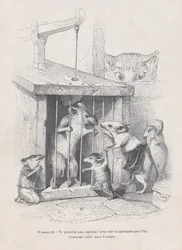 Hän sanoo meille: älä itke, toimi! elokuvasta Kohtaukset eläinten yksityisestä ja julkisesta elämästä..., n. 1837-47.