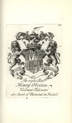 Oikeanpuoleisen Henry O’Brienin vaakuna ja vaakuna, varakreivi Tadcaster, Thomondin 8. jaarli Irlannissa