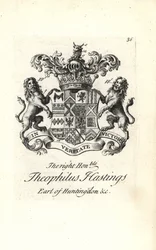 Oikean arvoisan Theophilus Hastingsin, Huntingdonin 9. jaarlin vaakuna ja vaakuna