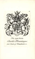 Oikeanpuoleisen aatelisen Charles Edward Montagun vaakuna ja vaakuna