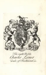 Oikean aatelisen Charles Lenosin tai Charles Lennoxin vaakuna ja vaakuna