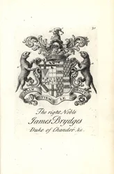 Chandosin herttuan oikean aatelisen James Brydgesin vaakuna ja vaakuna