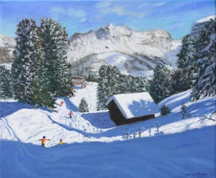 Ski chalet, Samoens, Grand Massif, Ranska, 2023 (öljy kankaalle)