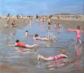 Märkää hiekkaa, West Wittering (öljy kankaalle)