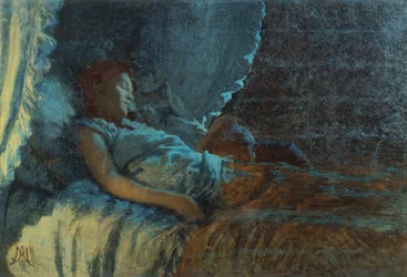 Happy Dawn, kirjoittanut Angelo Morbelli (1853-1919), öljy kankaalle