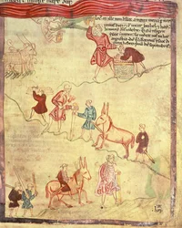 Cott Claud B IV f.38 Abraham ja Iisakin uhri, Aelfric Pentateuchista, St. Augustine