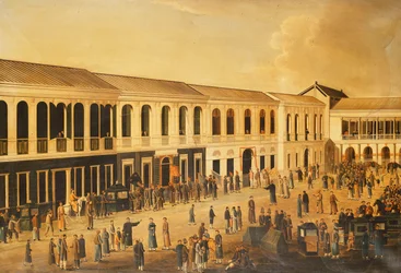 Näkymä hongeista kantonin rannalla, n. 1825
