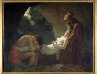Atala Atalan haudalle tai hautajaisiin. Anne Louis Girodet de Roucy-Triosonin maalaus (Anne-Louis Girodet de Roucy Trioson
