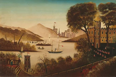 Kaartin kiinnitys, 1800-luvun puoliväli (öljy kankaalle)