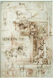 Farnese-gallerian projekti. Piirustus Annibal Carracci Dit Carrache (1560-1609)