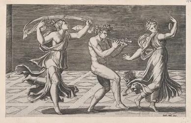 Speculum Romanae Magnificentiae: Faunien ja bacchantien tanssi, 1500-luvun alku..., 1500-luvun alku