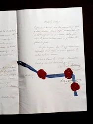 Ranskan ja Coalisien välisen vuoden 1815 sopimuksen 12 artikla. Toinen Pariisin sopimus, jonka allekirjoitti Armand Emmanuel de Vignerot du Plessis, Richelieun herttua (1766-1822): Sopimuksessa määrätään yhteistyöstä Itävallan, Yhdistyneen kuningaskunnan, 