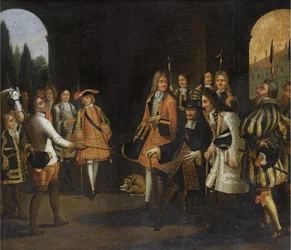 Ludvig XIV:n yleisö tsaari Pietari Suuren kanssa Versaillesissa