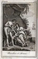 Bacchus et Ariane (Bacchus ja Ariadne) Kaiverrus vuodelta 1819 Charles Albert Demoustier