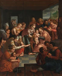 Kristus siunaa lapsia, noin 1570 (öljy paneelille).