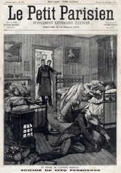 Viiden henkilön itsemurha Avenue Marceaulla Pariisissa. Julkaisussa ”Le Petit Parisien” 21/11/1897. Yksityiskokoelma