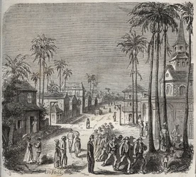 Forcatit töihin Saint-Laurentin (Saint-Laurent) rangaistuslaitokseen Cayennessa (Ranskan Guayana) 1800-luvulla. Kaiverrus kirjaan "Vankiloiden historia niiden luomisesta nykypäivään" (1877), Pierre Zaccone (1817-1895) (Colonia Penale - Rangaistussiirtokunt